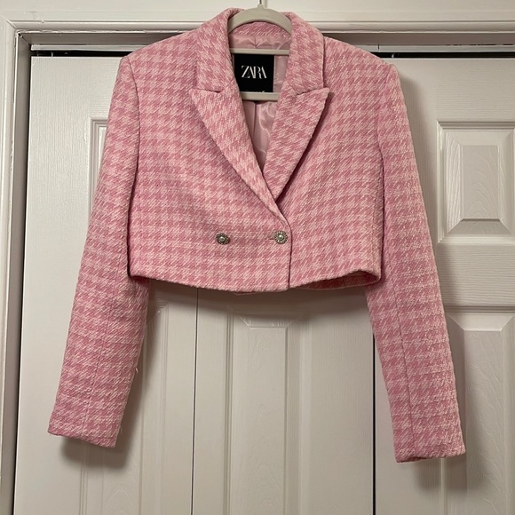 Zara Cropped Pink Blazer - Picture 1 of 4